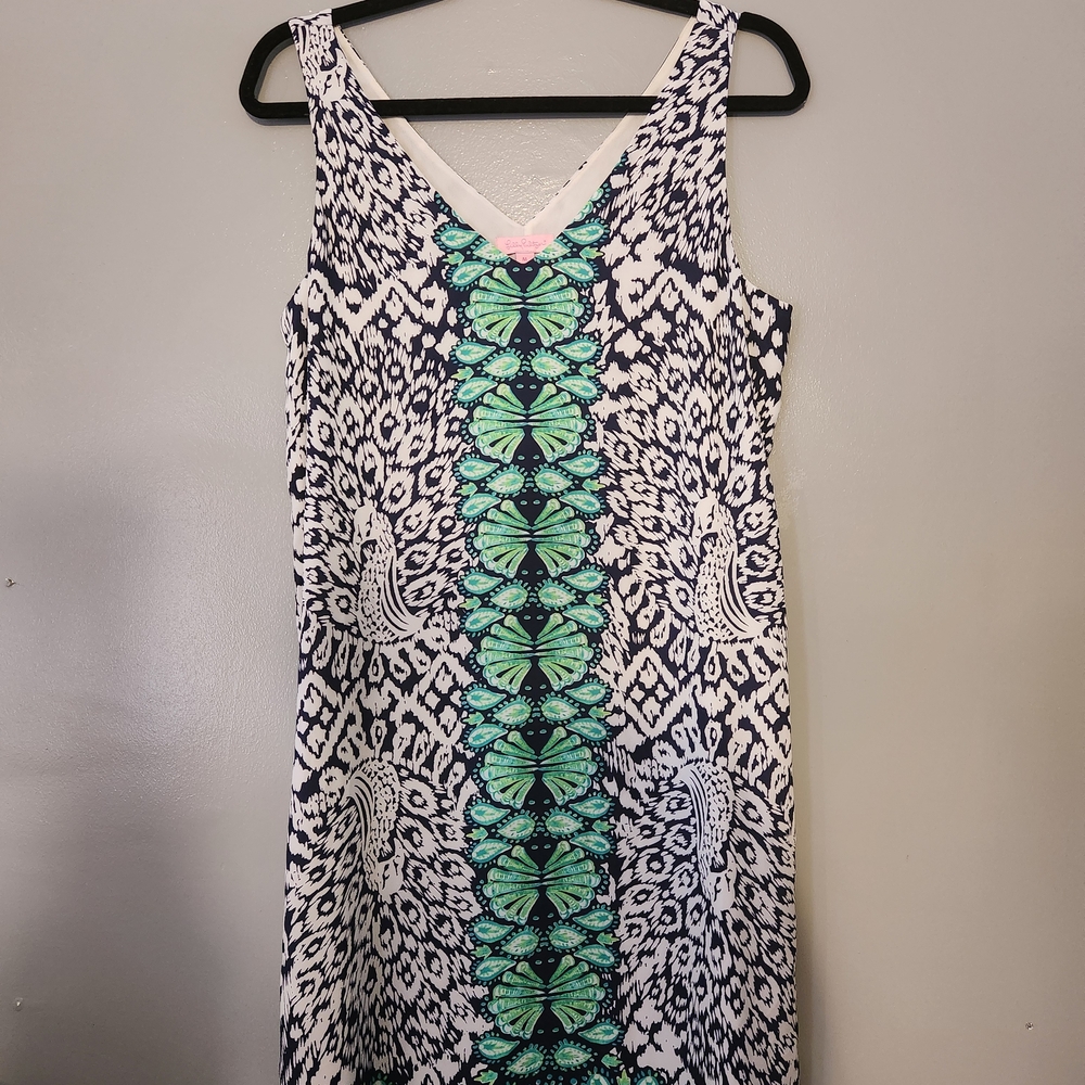 Lilly Pulitzer Black and Green Patterned Midi Dress